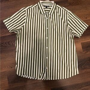 Karl Lagerfeld Green and White Casual Button Down Shirt